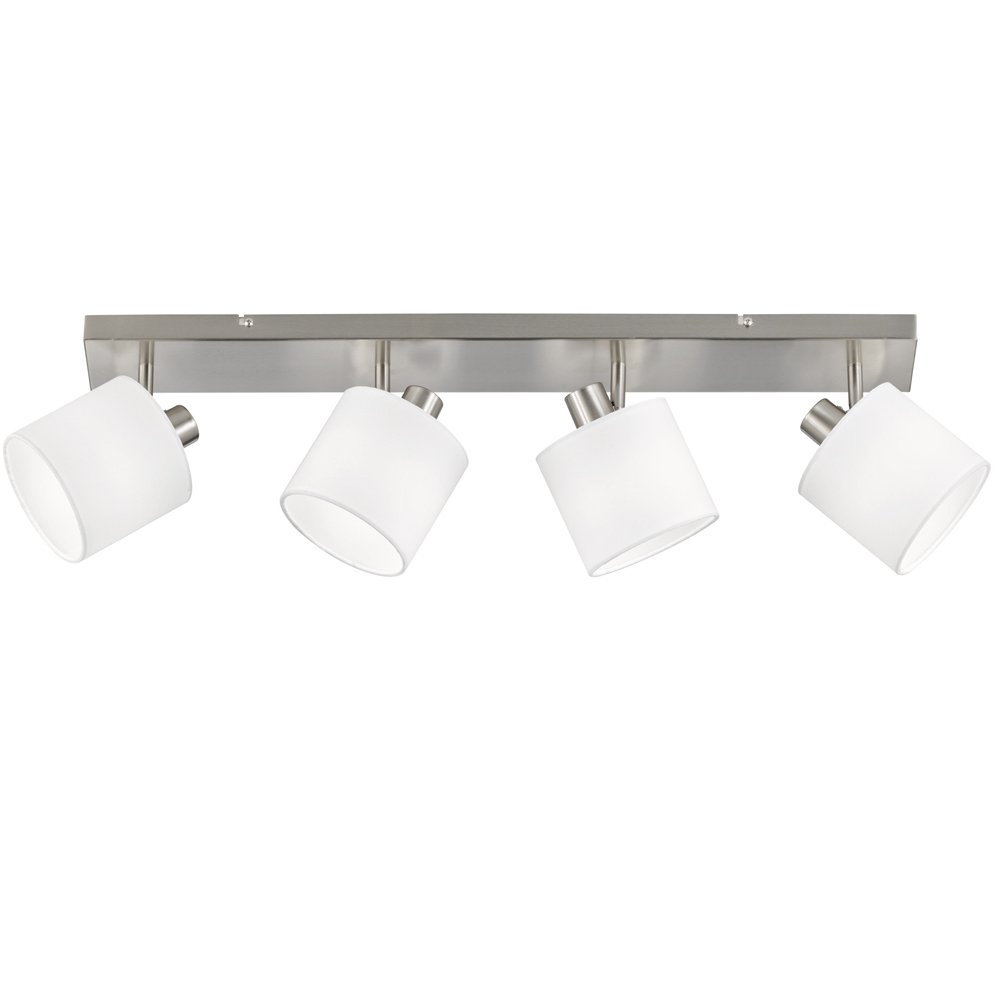 Trio PlafondspotTommy 4-lichts RVS met wit - R80334001