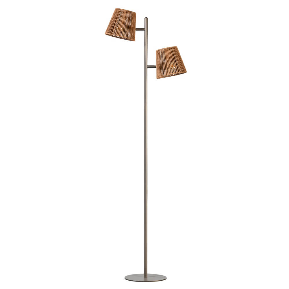 ETH Vloerlamp Daan bruin met rotan kappen - 05-VL8009-02