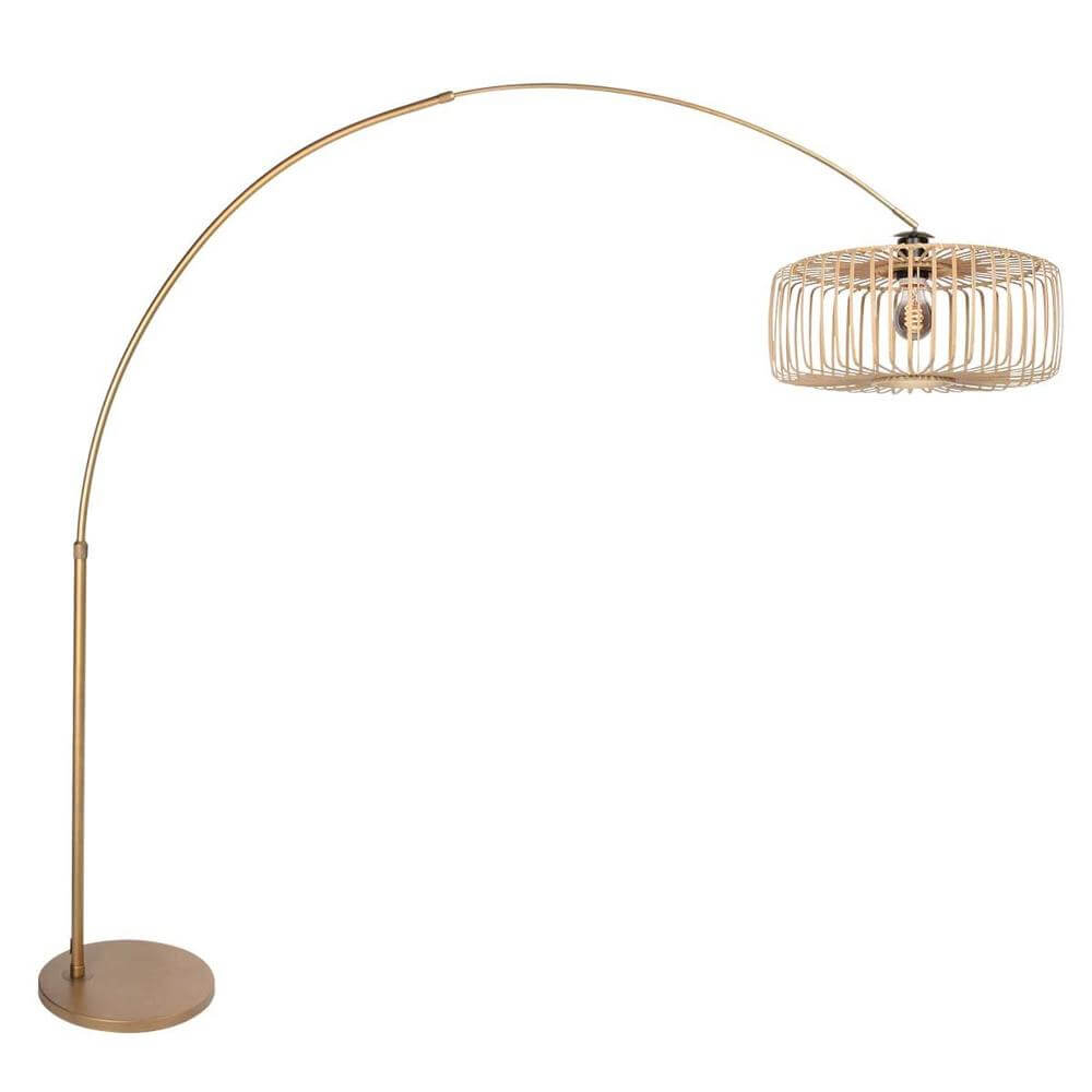 Steinhauer BooglampSparkled Light brons met bamboe kap spijl Ø 45cm - 4310BR