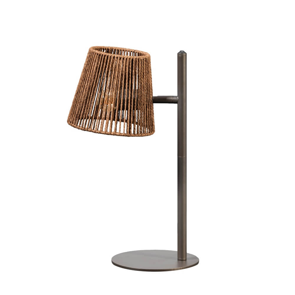 ETH Tafellampje Daan bruin met rotan kapje - 05-TL3109-02