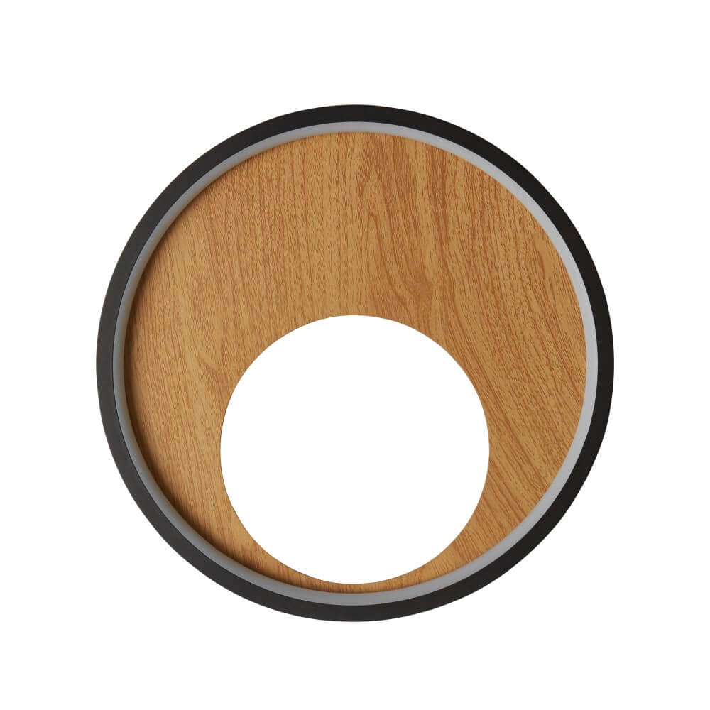 Searchlight WandlampCurio zwart met hout - 36303-1BK