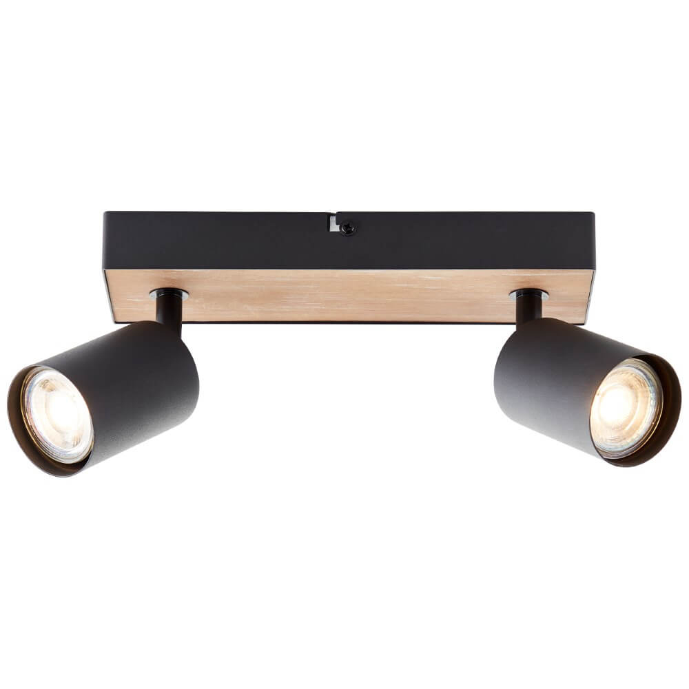 Brilliant 2-lichts lampJello Wood zwart met hout - G93069/76 afbeelding