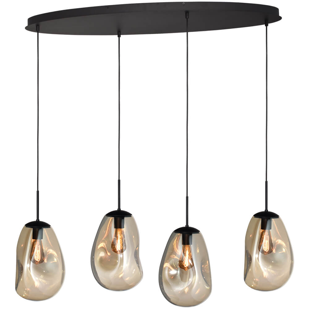 Masterlight Hanglamp Lava Oval 4x goud glas Ø 22,5cm - 2764-05-100-40-40260