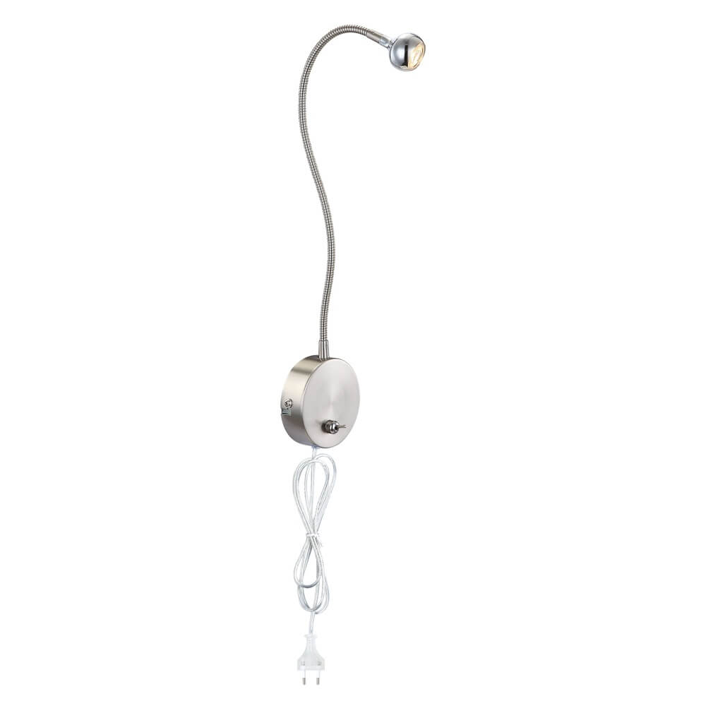 Globo Wandlamp Serpent nikkel met snoer - 24109W