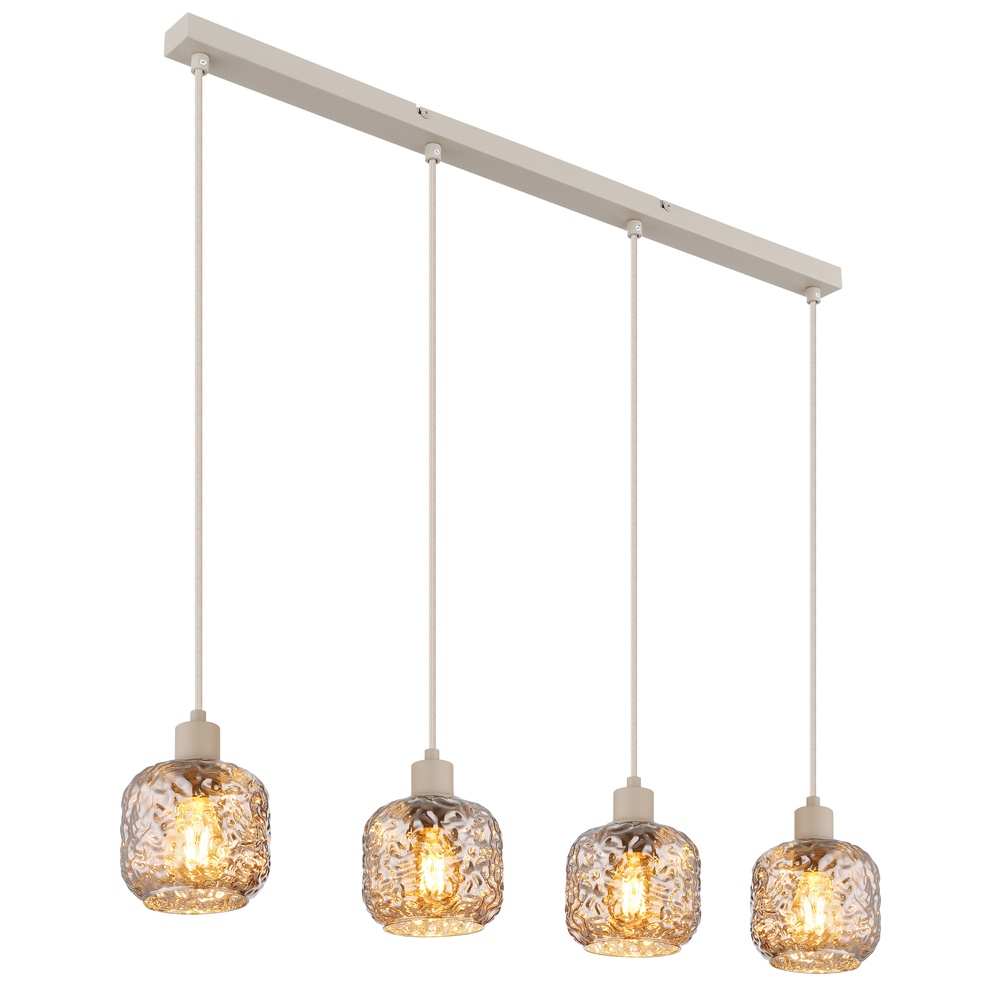 Globo 4-lichts hanglamp Antonio zand bruin - 15973-4H