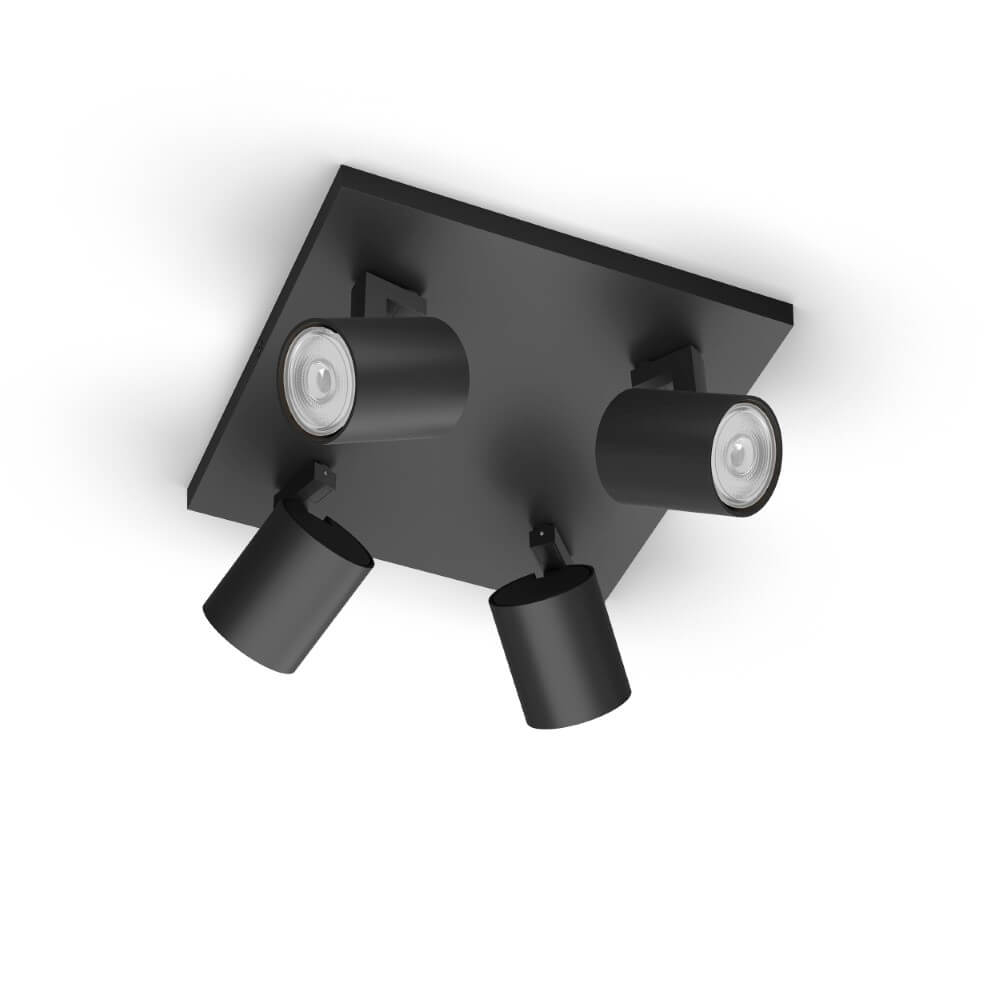 Philips Zwarte plafondspotRunner 4-lichts - 929003205001