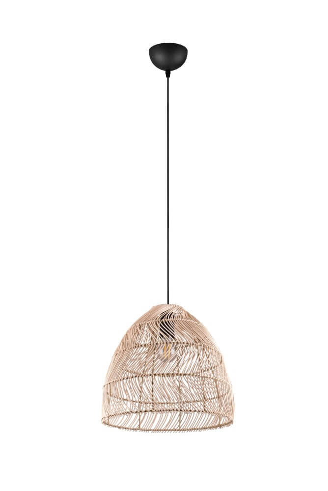 Trio HanglampRike zwart met rotan vlechtwerk - R31131036