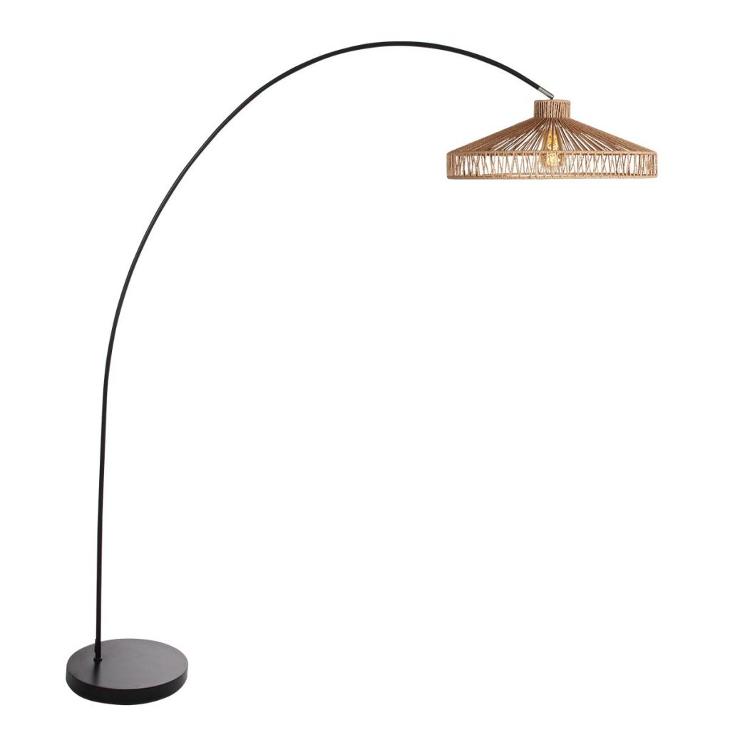 Steinhauer Zwarte booglampSolva met bamboe kap Ø50cm - 4469ZW