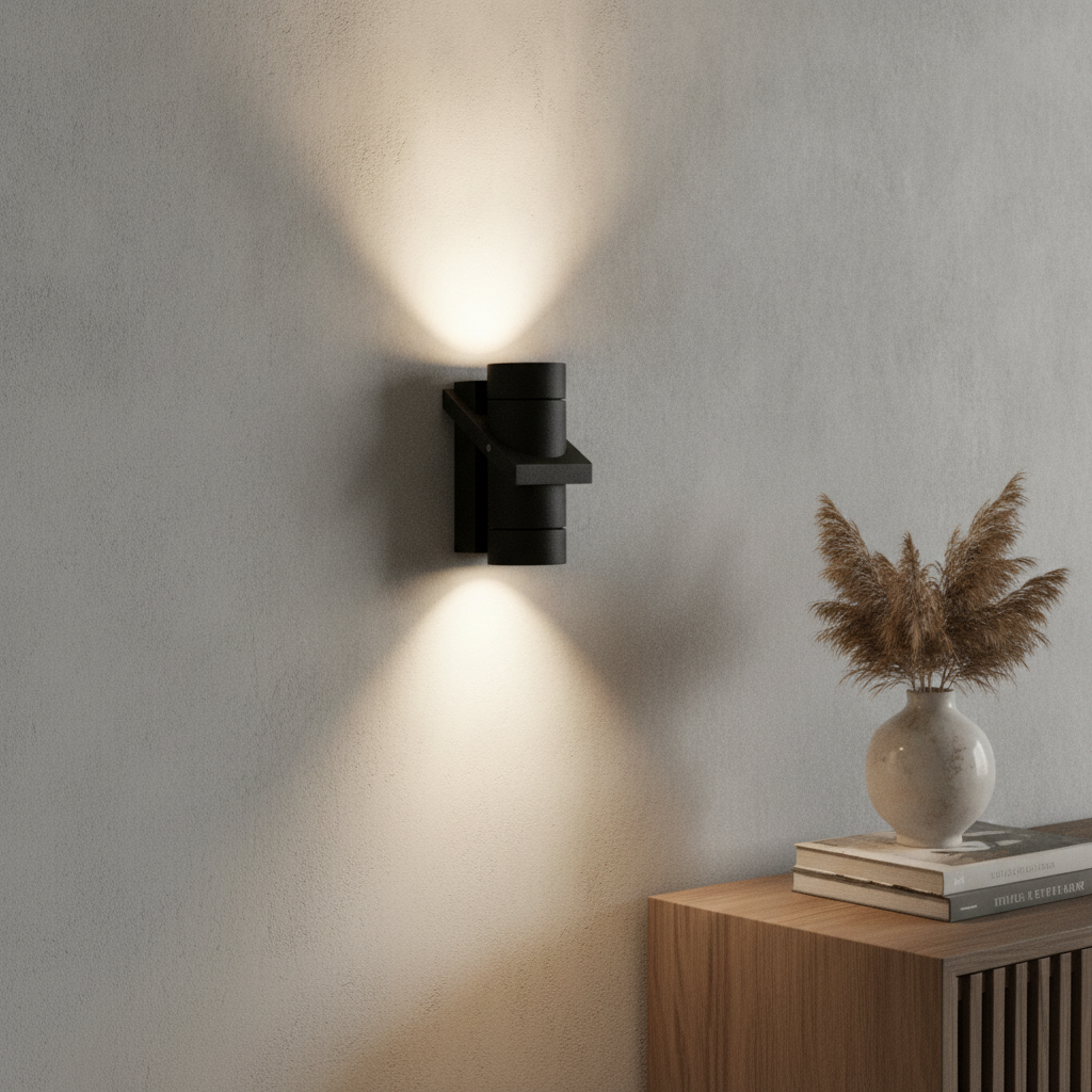 Artdelight Zwarte wandspot Double - WL DOUBLE ZW