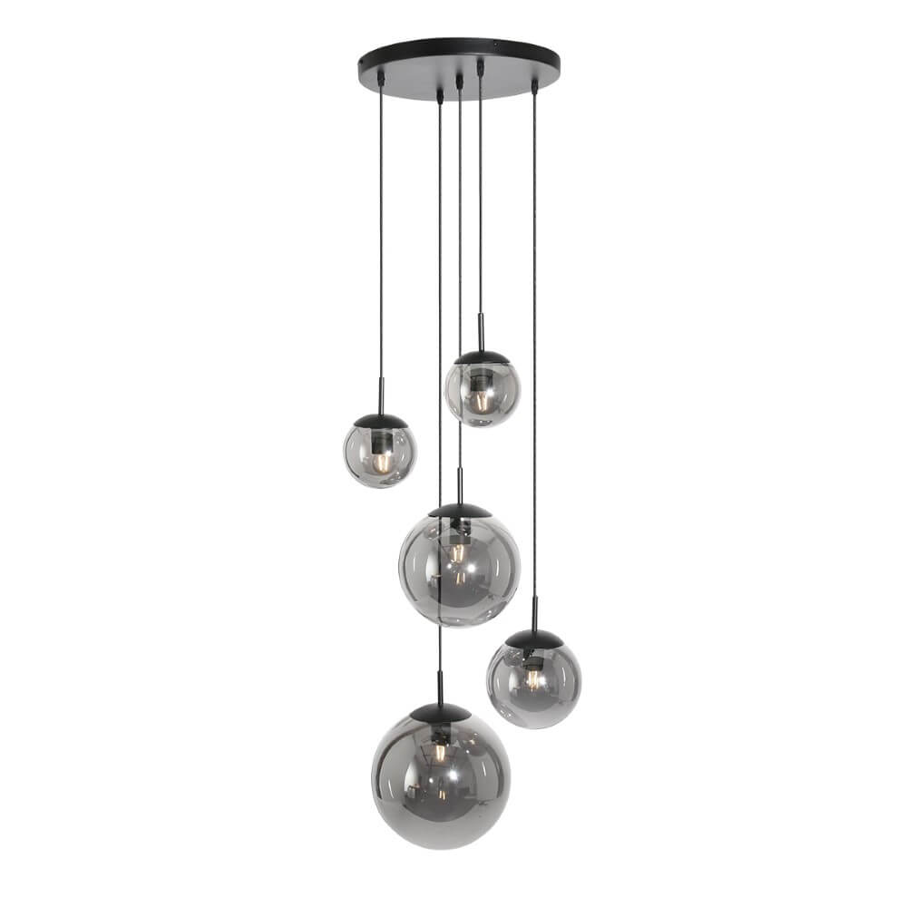 Steinhauer 5-lichts vide hanglampBolique zwart met smoke glas - 2730ZW