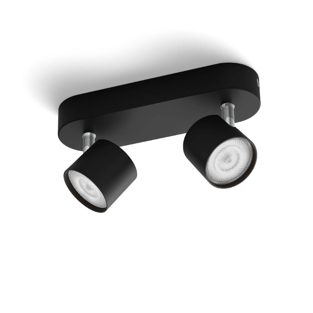 Philips Zwarte led plafondspot Star 2-lichts - 929003205201