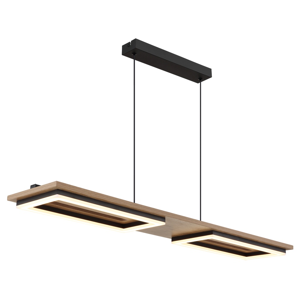 Globo Design plafondlampBruce zwart met hout - 67376H