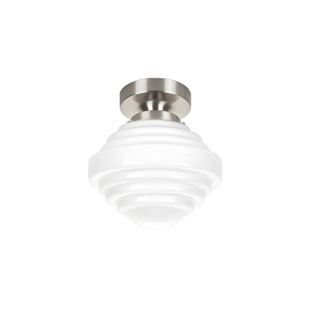 Highlight Nikkel plafondlamp York wit glas Ø 15cm - G1870.00 + O1103.30