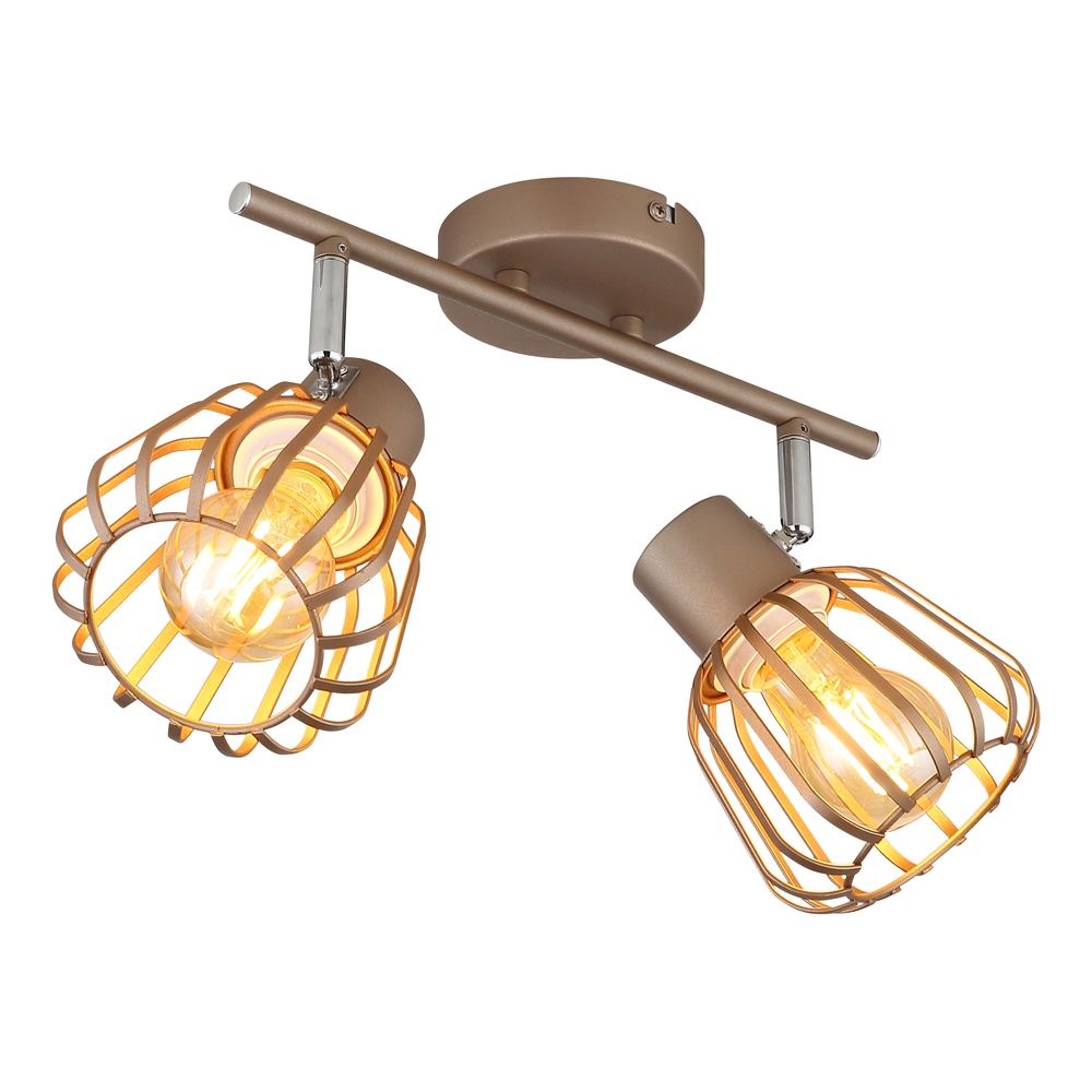 Globo Plafondlamp Olin 2-lichts koffie bruin - 54663-2