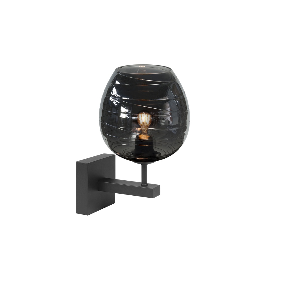 Highlight Wandlamp Fantasy zwart met glas - W3048.01 + G2040.19