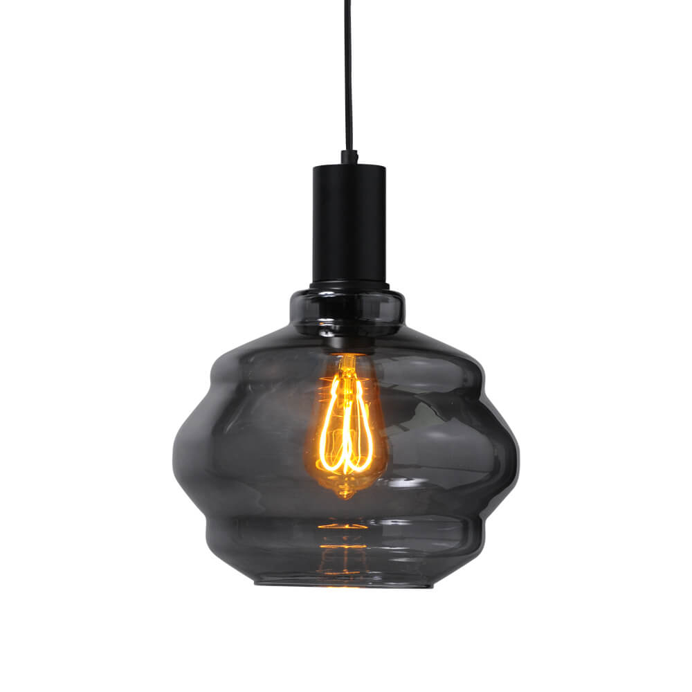 Masterlight Hanglamp zwartPorto met Ball smoke glas - Ø 24cm - 2710-05-05-3
