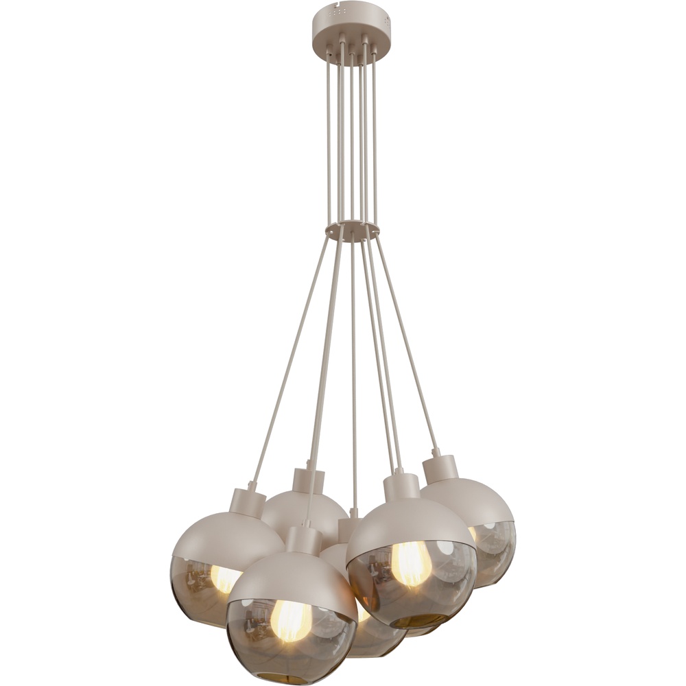 7-lichts hanglamp Opera beige terra