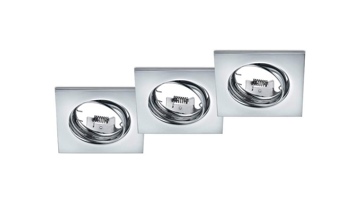 Trio Set vierkante inbouwspotsJura (3x) chroom - 650000306