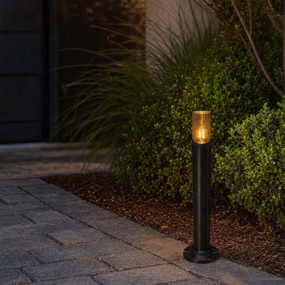 Tuinlamp Broadway zwart met amber glas 45cm Searchlight 5,05342E+12
