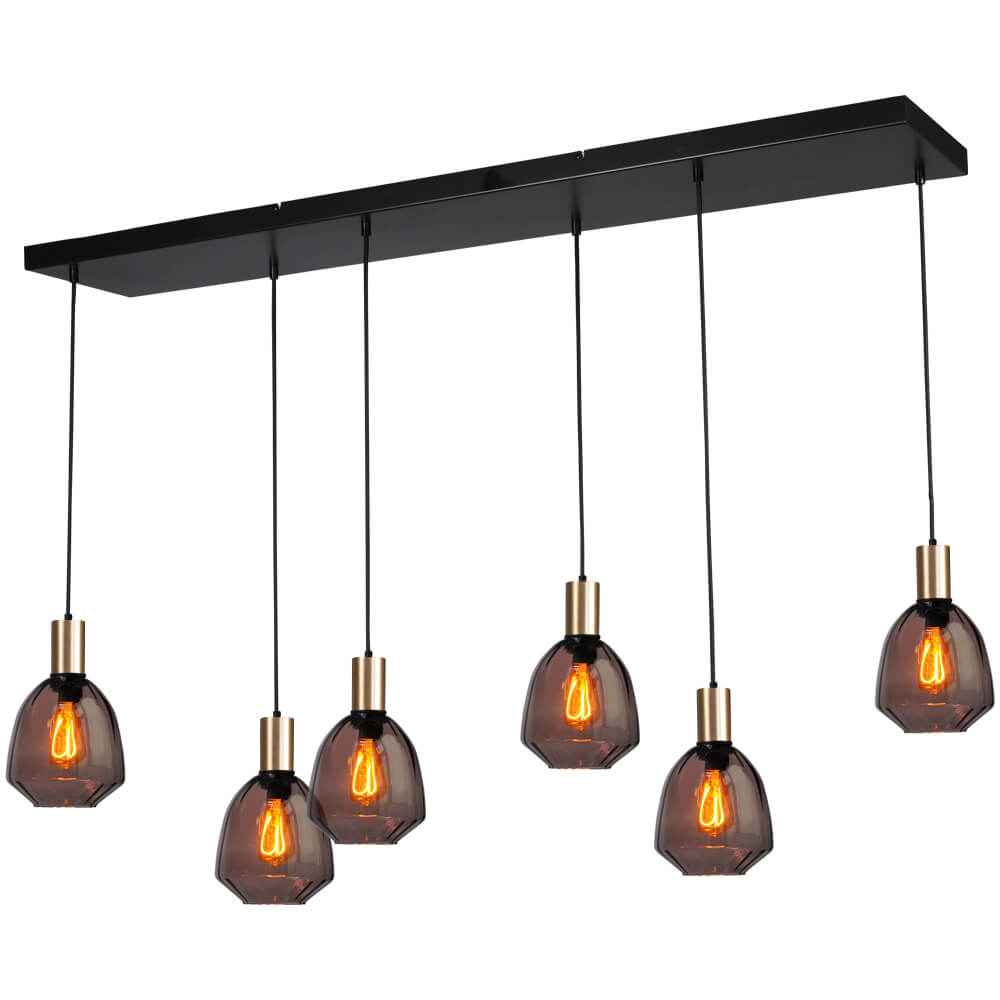 Masterlight 6-lichts hanglamp - goud - Porto met Nicolette red glazen - 2711-05-02-130-25613