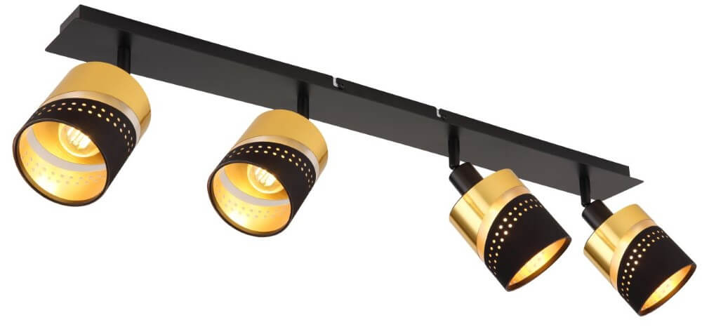 Globo 4-lichts plafondspotOr zwart met goud - 54046-4
