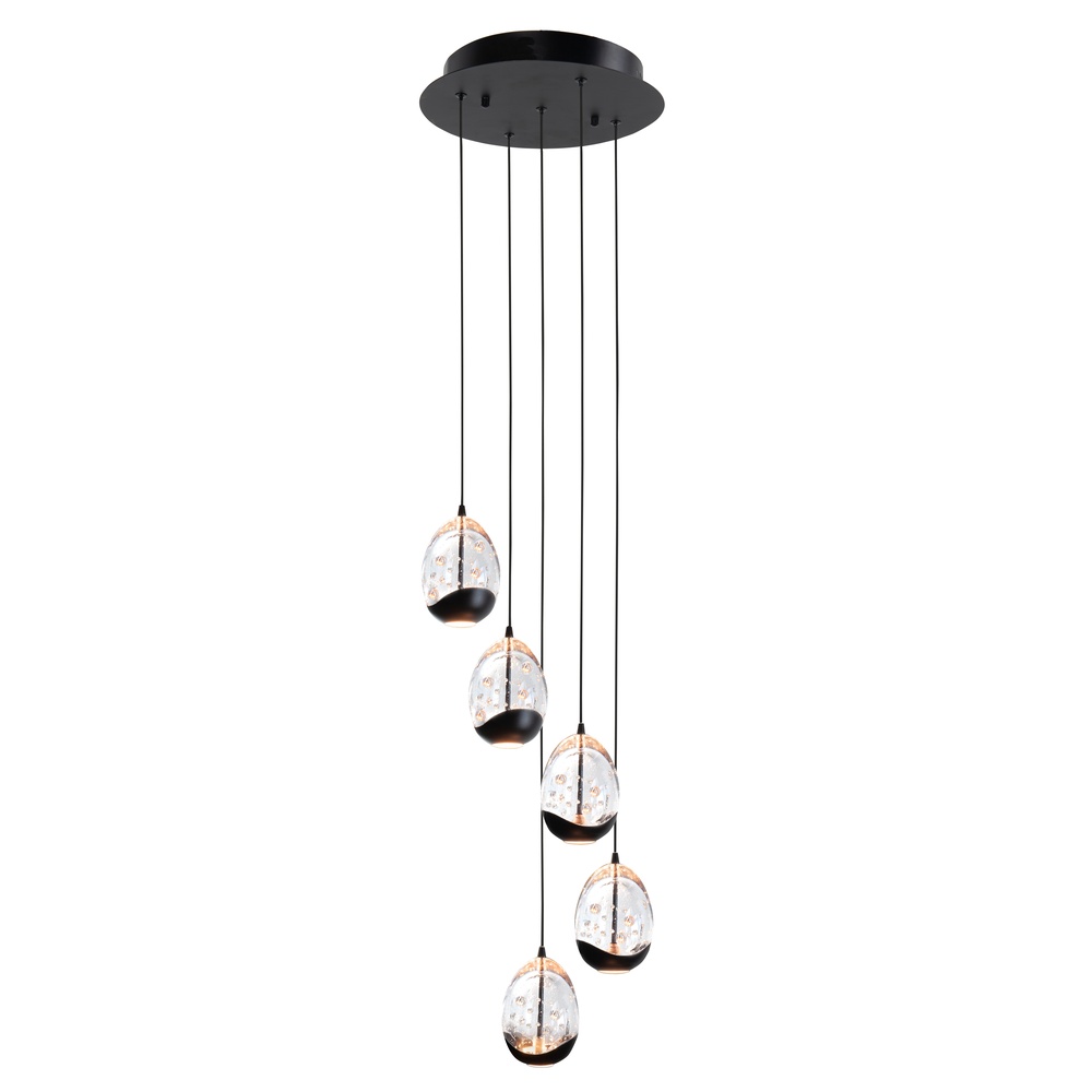 Highlight Hanglamp Clear Egg zwart 5-lichts - H5457.20