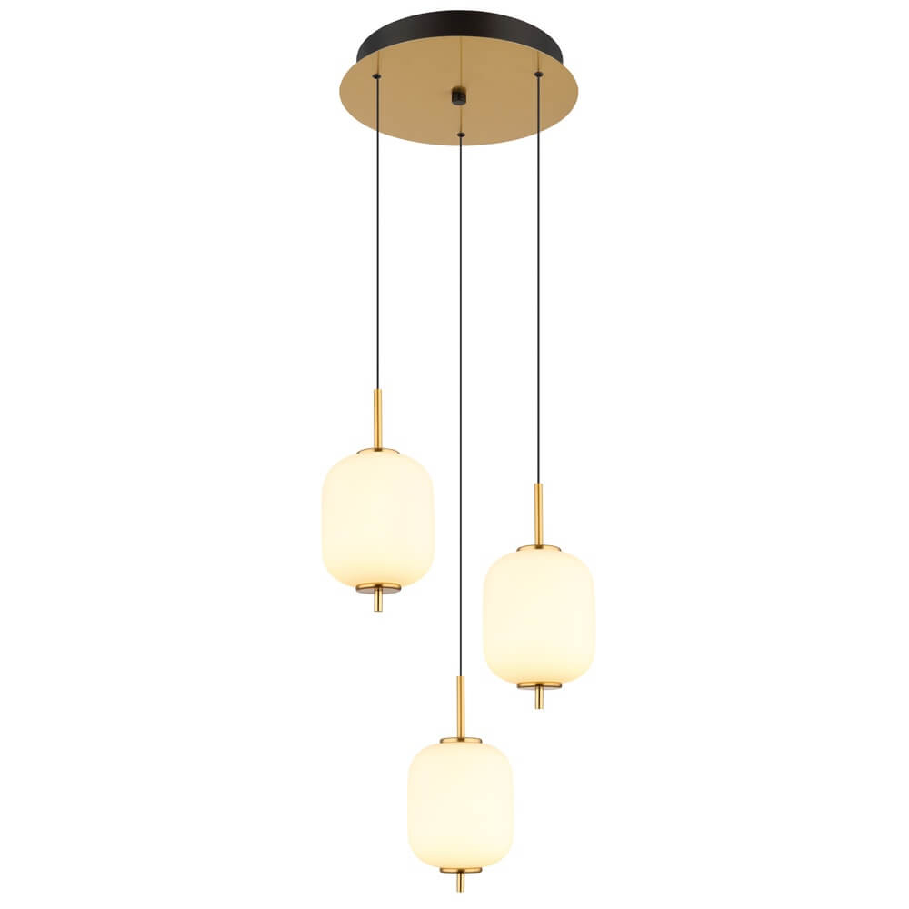 Globo Gouden hanglamp Ewald 3-lichts Ø 37,5cm wit glas - 15217-3