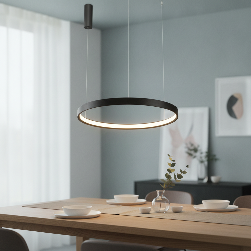Lyora Strakke hanglampPerrine Ø 60cm koffie bruin - 9345648