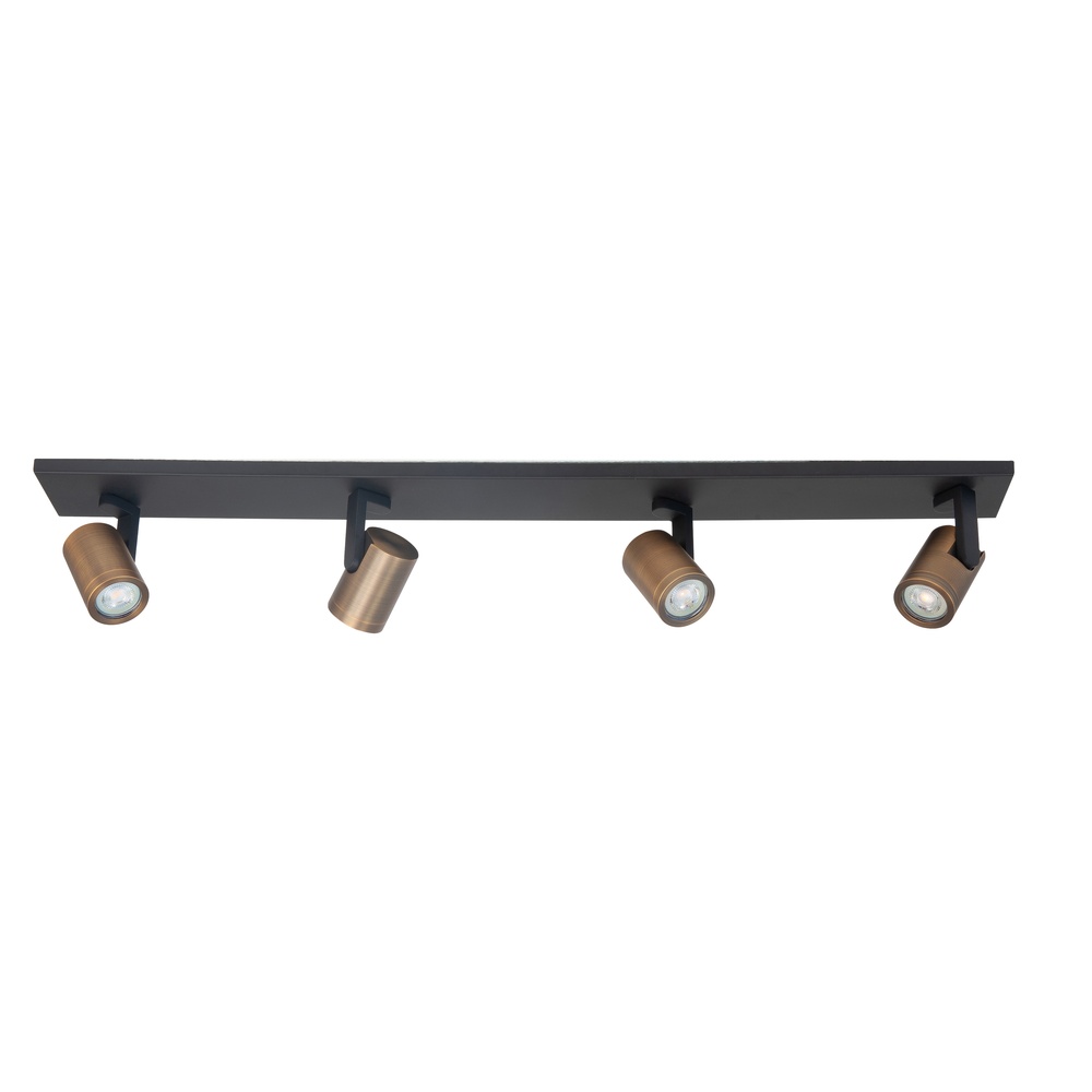 Highlight Opbouwspot Halo zwart met koper brons 4-lichts - S7377.32