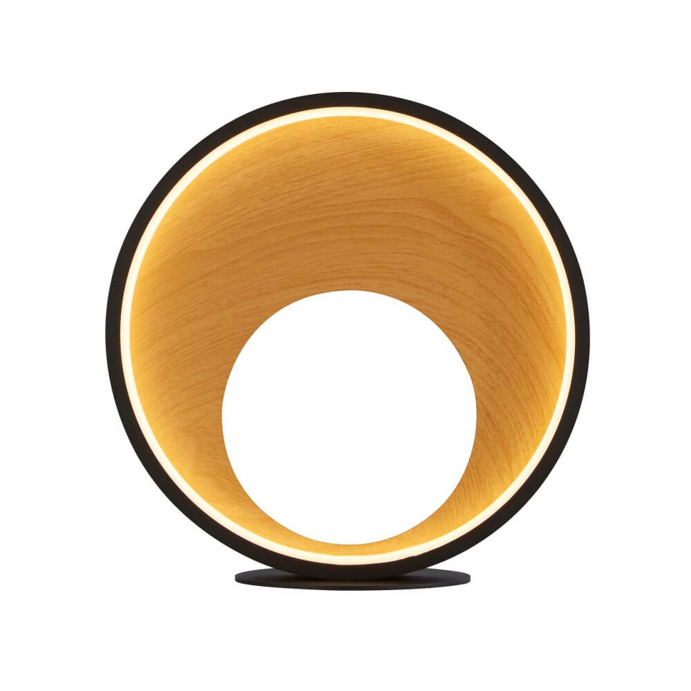 Searchlight Design tafellampCurio zwart met hout - EU36301-1BK