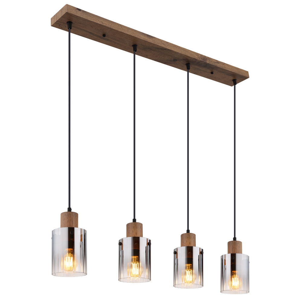 Globo Hanglamp Underwood hout 4-lichts - 15915-4H
