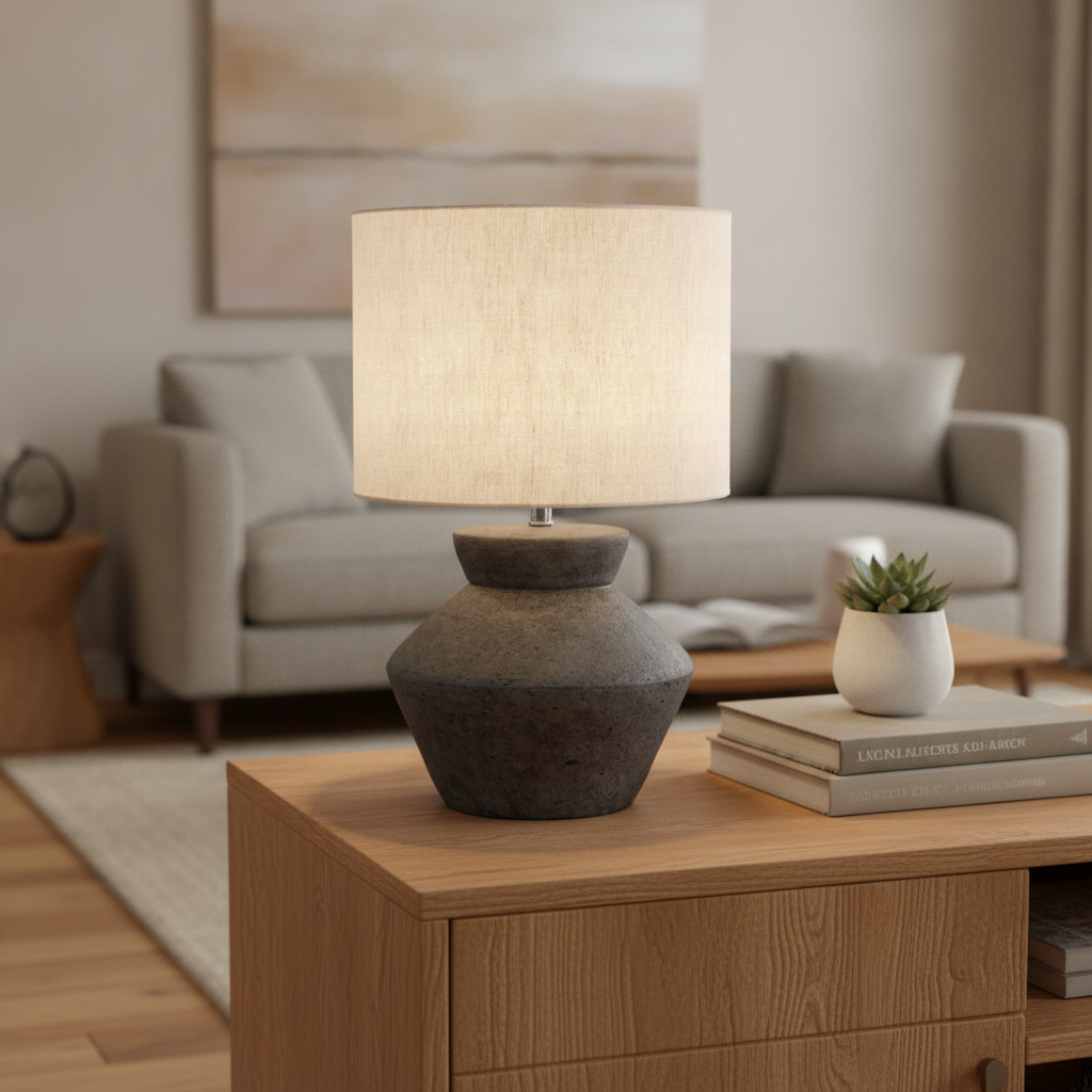 Lyora TafellampPlumage antraciet met crème kap - 9001069