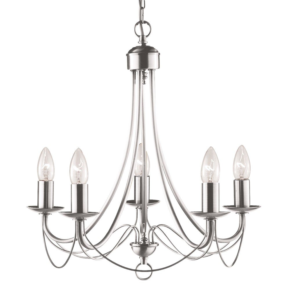 Searchlight Kroonluchter Maypole 46cm 5-lichts mat zilver - 6345-5SS