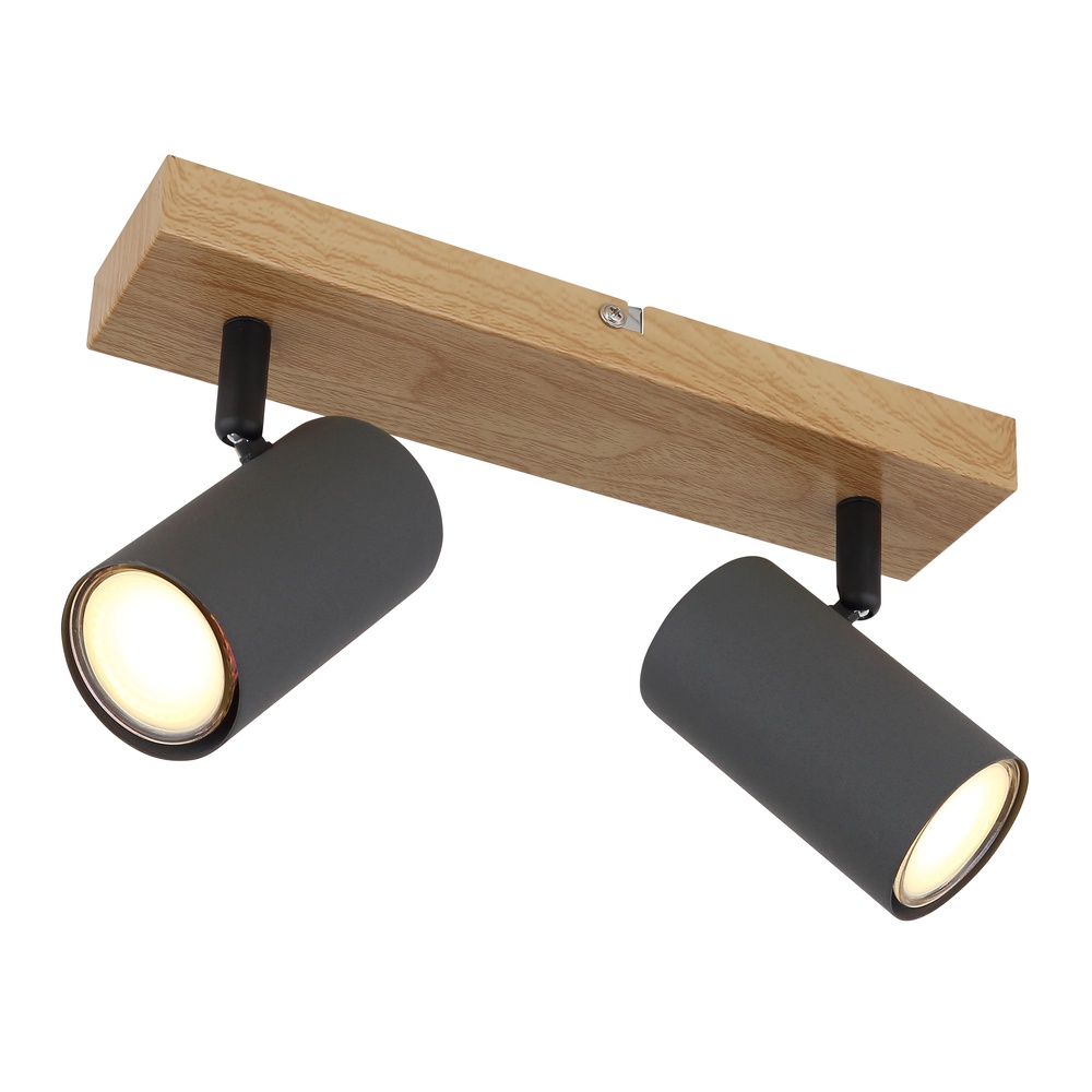 Globo Plafondlamp 2-lichts Robby hout - 57911-2G