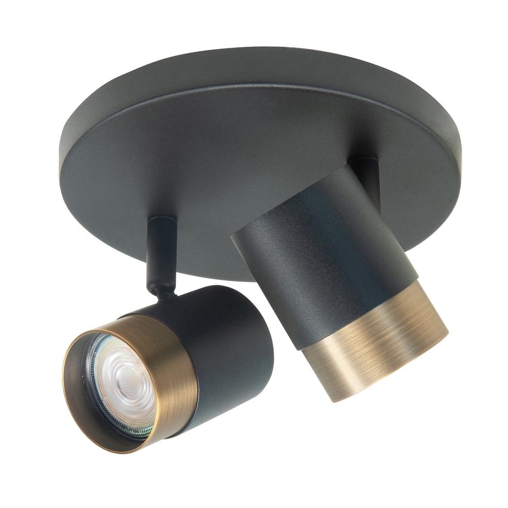 Highlight Spot Savona zwart met koper brons 2-lichts rond - S7471.32
