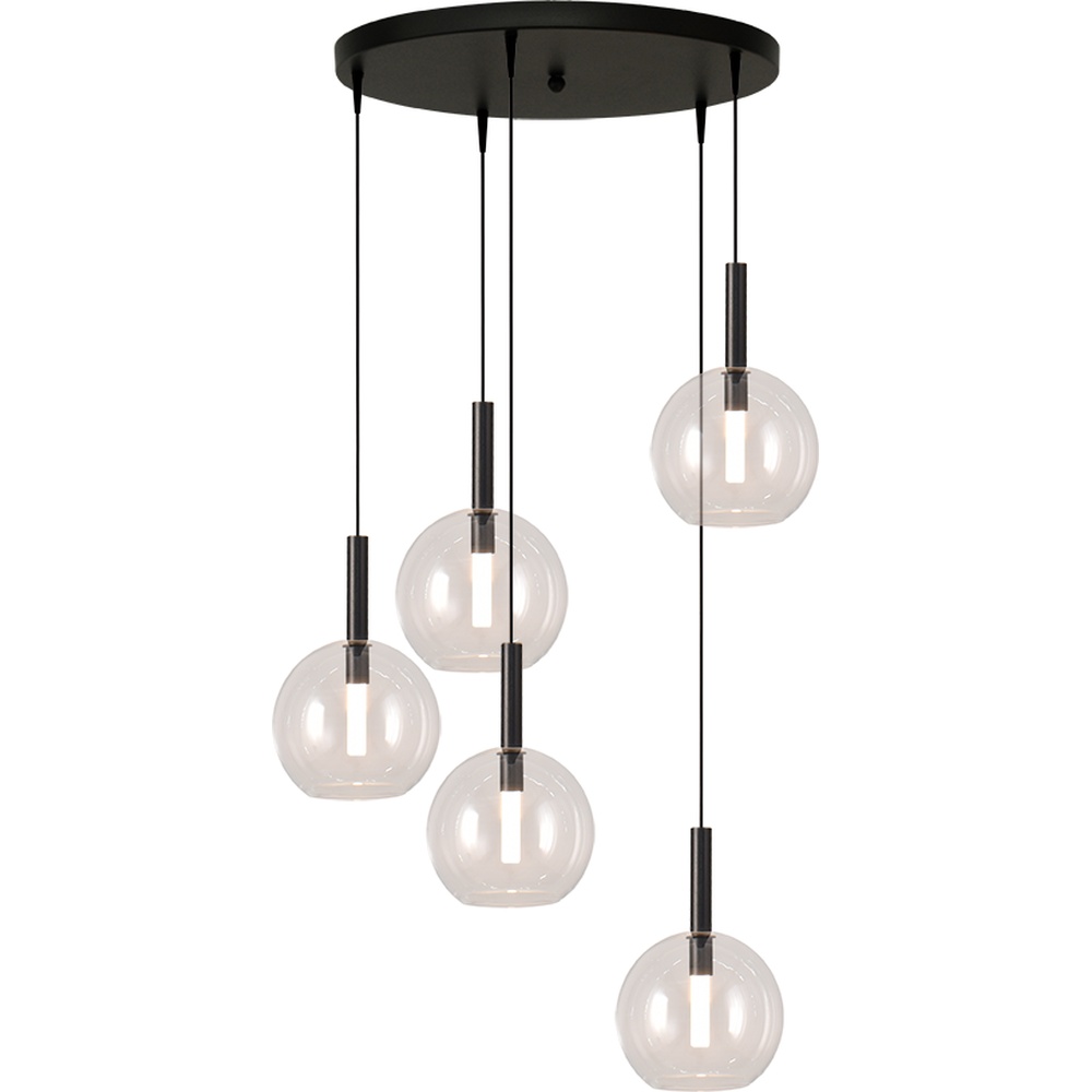 Masterlight 5L vide hanglamp Lido Ball met Ø 17cm helder glas - 2862-05-00-50-5-1