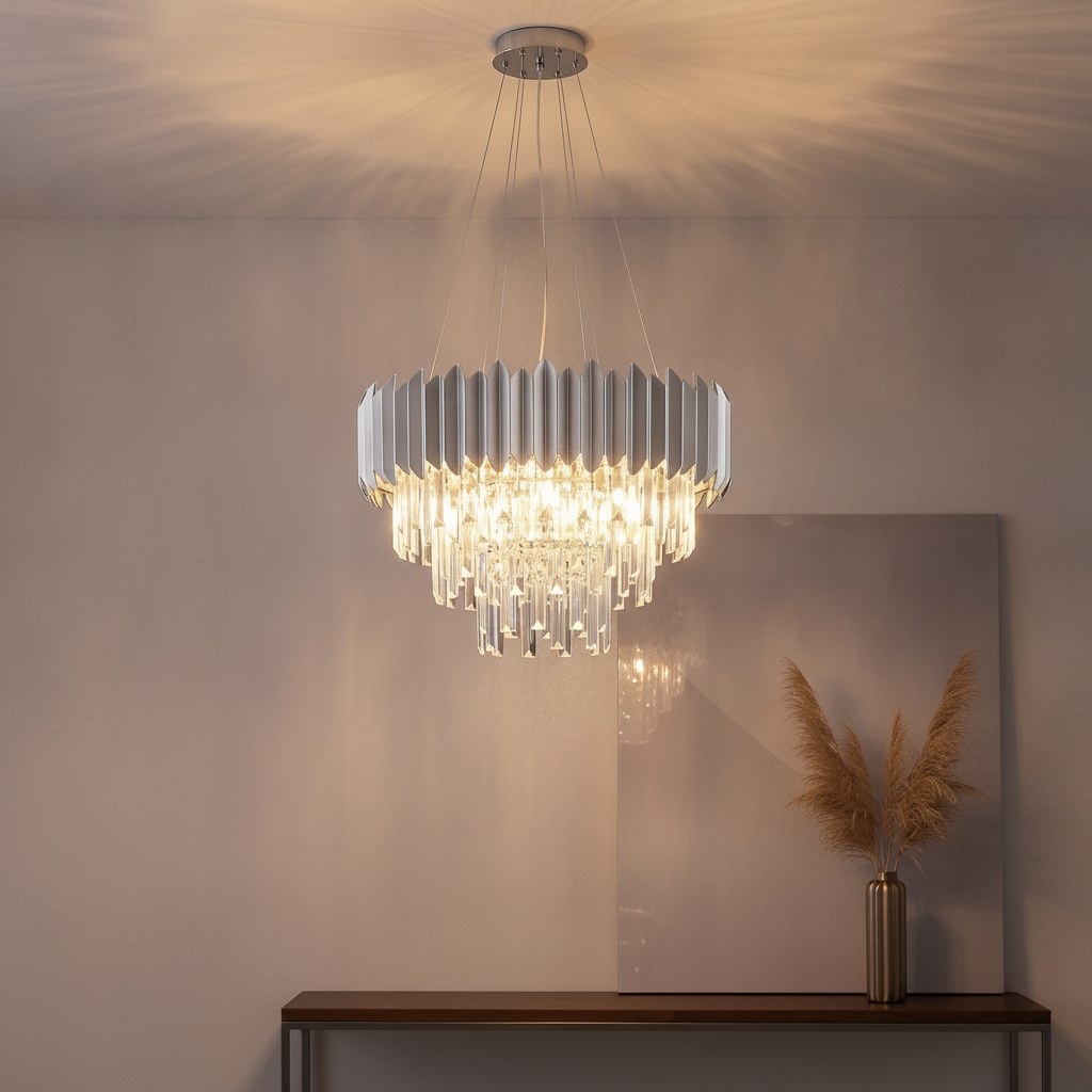 Lyora HanglampMagnolia chroom en kristal Ø 50cm - 110472
