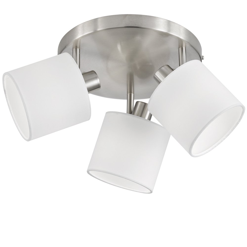 Trio PlafondspotTommy 3-lichts RVS met wit - R80333901