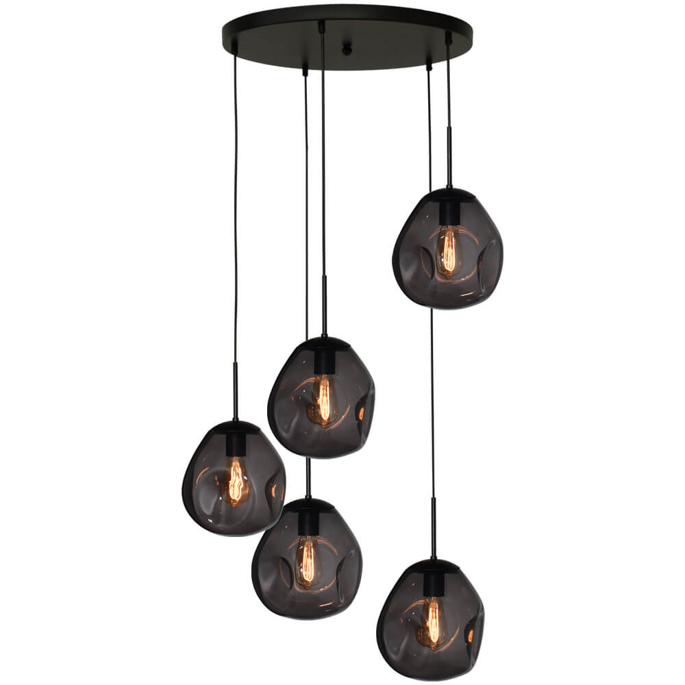 Masterlight Vide hanglampLava 5x smoke glas Ø 24cm - 2762-05-50-5-05-61