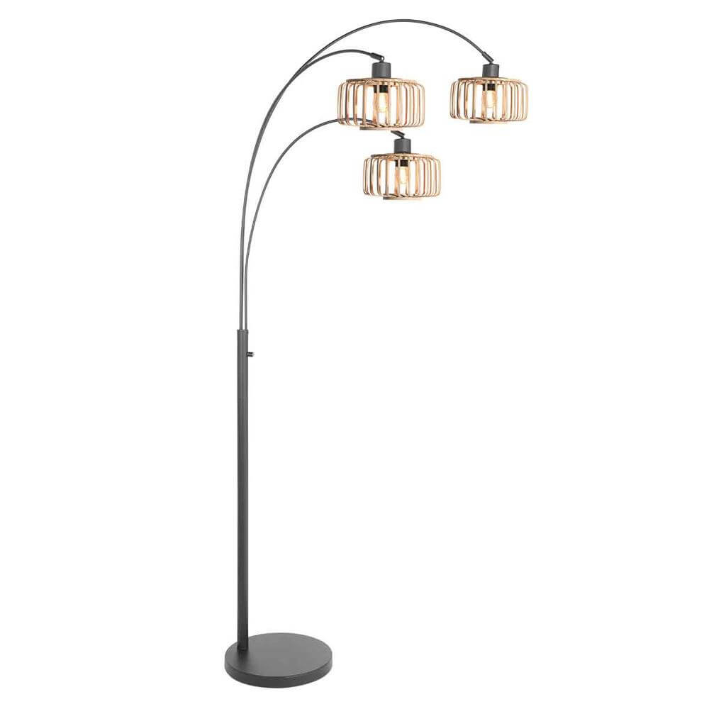Steinhauer Bamboe vloerlampSparkled Light met zwart - 4148ZW