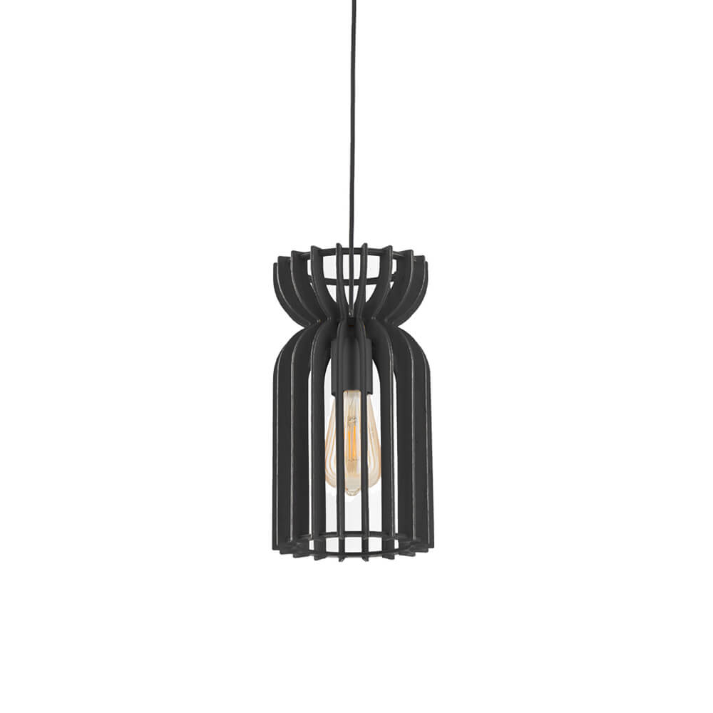 Lyora Houten hanglampKymi Ø 16cm - zwart - 10574
