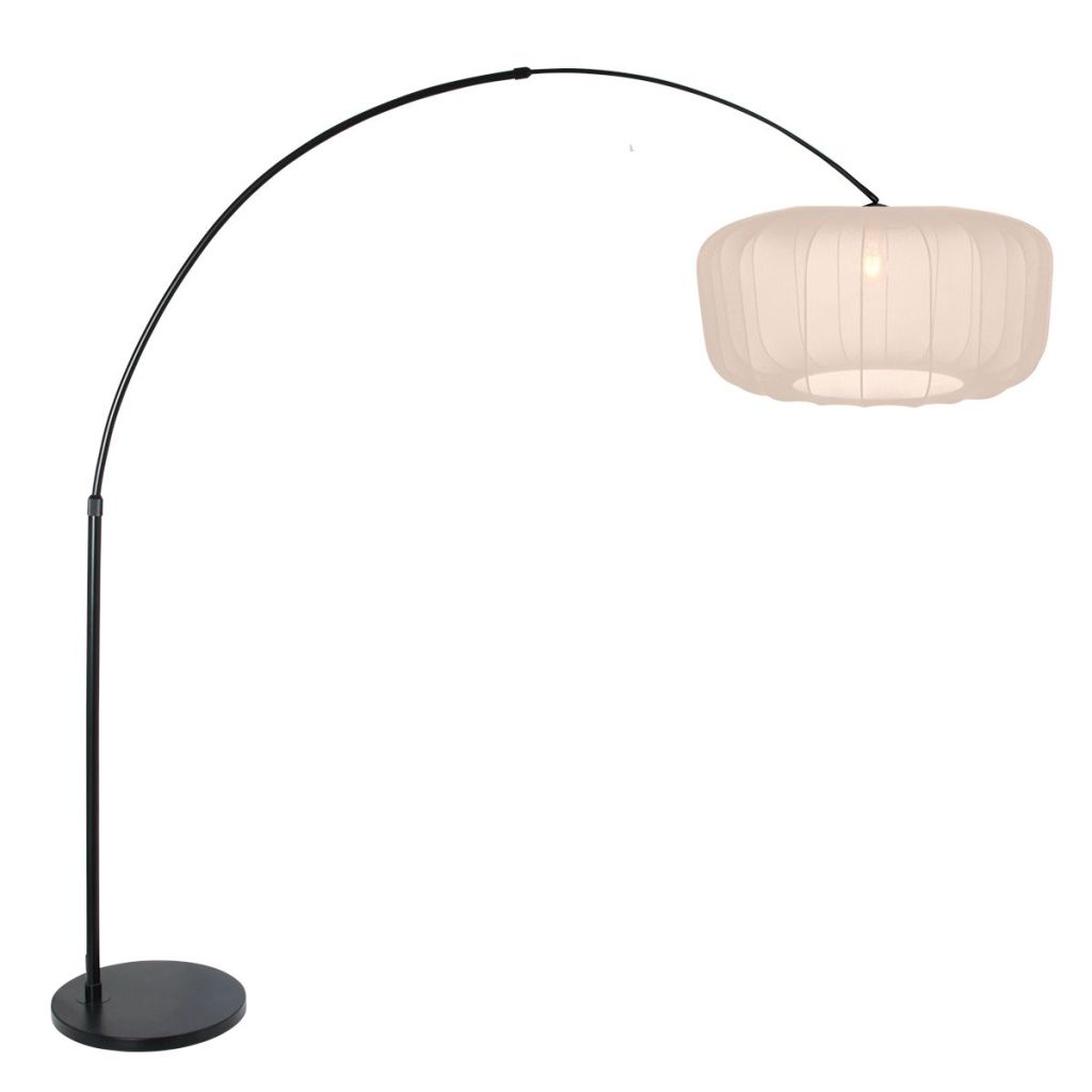 Steinhauer Zwarte booglampVela Lino met crème kap Ø60cm - 4564ZW