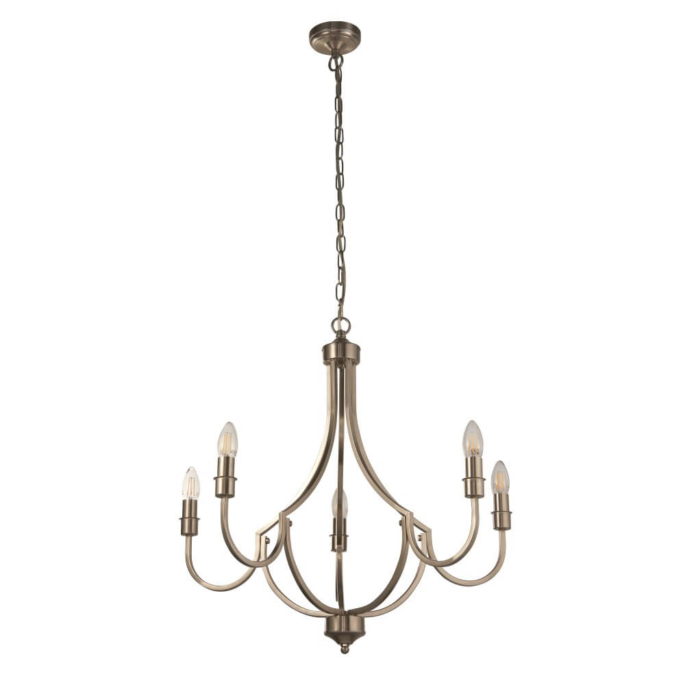 Searchlight Klassieke hanglampLodge 5-lichts zilver - 82915-5SS