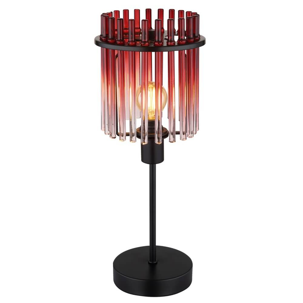 Globo Zwarte tafellamp Gorley met rood glas Ø 15cm - 15698TBR
