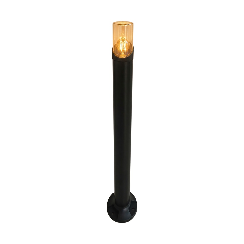 Tuinlamp Broadway zwart met amber glas 90cm