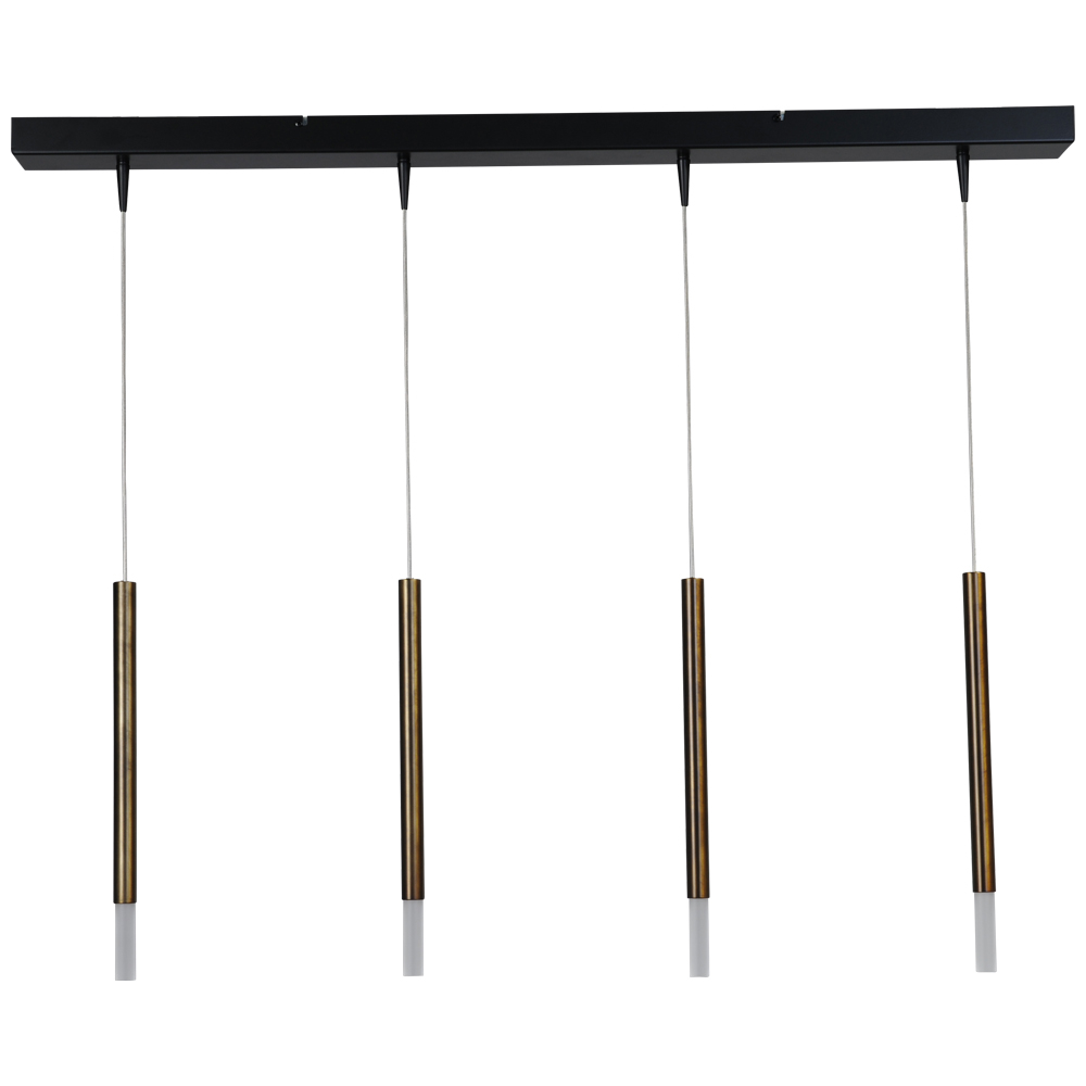 Masterlight Zwarte eettafel hanglamp Flute 4-lichts gouden cilinder - 2591-10-100-4-DW
