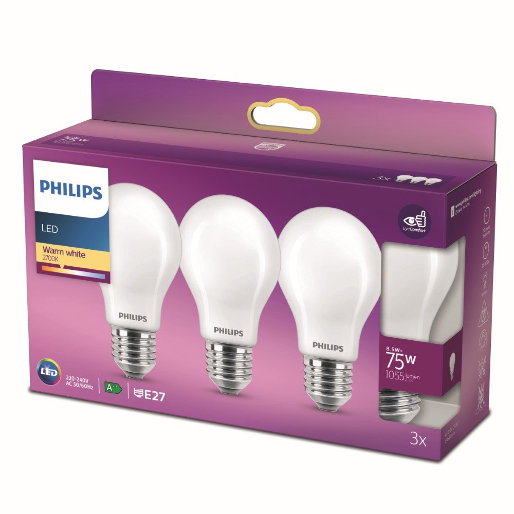 Philips 7,8W - E27 - 2700K - 1055 lumen set van 3 - 929004593657
