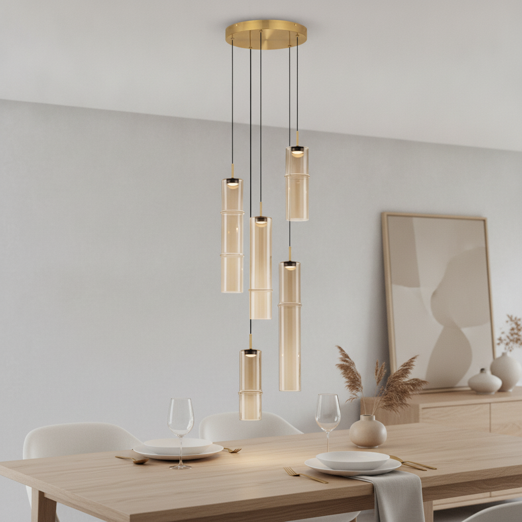 Lyora Unieke hanglampSano rond 5-lichts goud - 9009170