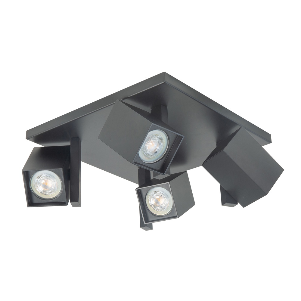 Highlight Vierkante opbouwspotOslo zwart 4-lichts - S7309.01