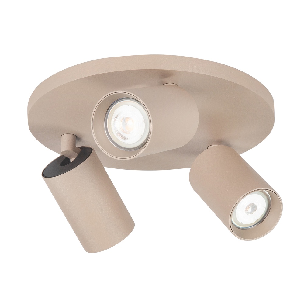 Highlight Opbouwspot Mila 3-lichts rond zand bruin - S7492.03